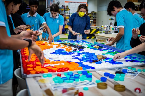 Nexus students upcycling bottle lids